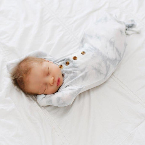 knotted-baby-gown-gray-marble Presley Couture at Sophia's Style-Baby Gowns-1